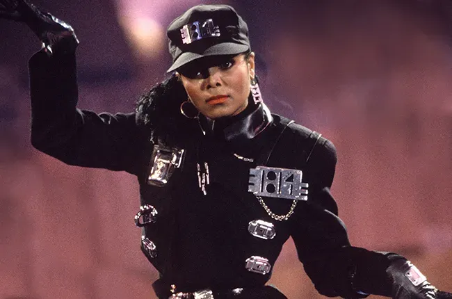Janet Jackson in her black Rhythm Nation era outfit.